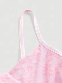 SHEIN MOD Kích thước lớn Lưới thêu Váy Dây - Hồng - Xem 4