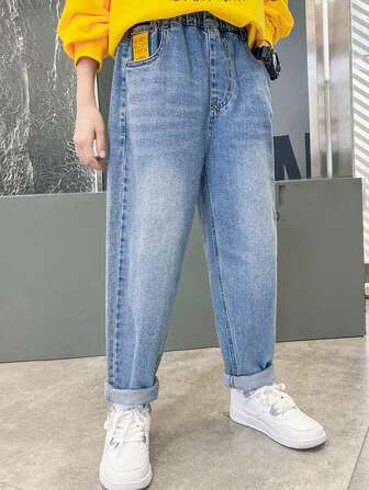 少年2024春夏新款寬鬆牛仔褲