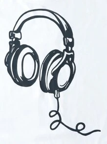 Tween Boy Headphone Print Short Sleeve T-Shirt And Shorts Set