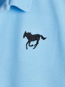 SHEIN 馬紋短袖領衫少年男童夏季款，休閒風格