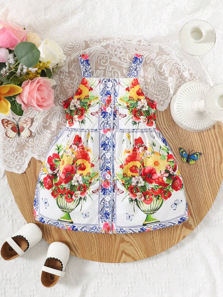 Baby Girl Floral Printed Dress For Spring/Summer