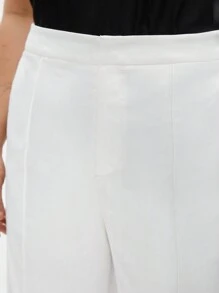 BizChic Pantalones De Talla Grande De Color Sólido Para Mujer Con Bolsillos De Corte Recto - Blanco - Ver 6