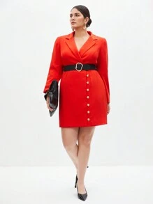 BizChic Vestido De Camisa Abotonado Y Envolvente De Talla Grande