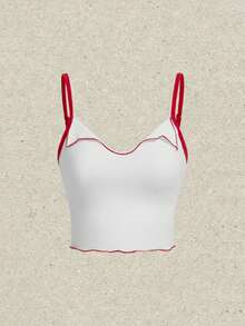 SHEIN EZwear Của phụ nữ Trắng Dệt kim Áo ba lỗ - Màu Đỏ Sâu - Xem 3