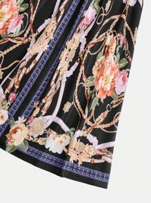 Mulvari 女士花卉印花上衣和阔腿裤套装 2 件套 - 黑色 - 查看 4
