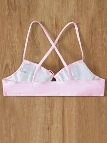 SHEIN Swim 夏季海滩纯色镂空泳装比基尼上衣带细肩带钢圈装饰沙滩上衣 - 淺粉色 - 查看 2