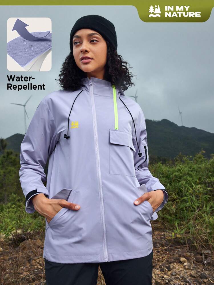 Women's Outdoor Hooded Raincoat With Flip Design