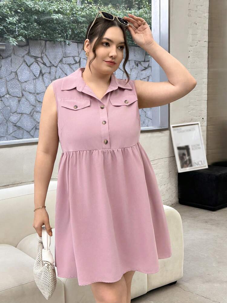 Women's Plus Size Summer Casual Vacation Pink Buttoned Pastel Dress,Summer Women Clothes,Casual Women Dresses,Button Down Dress,Spring Dress