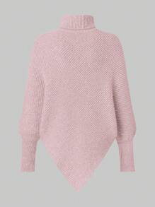 SHEIN Essnce Women's Solid Color Turtleneck Batwing Sleeve Sweater