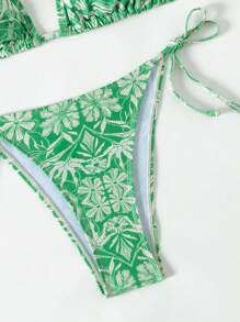 Ellen Morse Artist Floral Print Halter Neck Tie Bikini Set - Multicolor - View 5