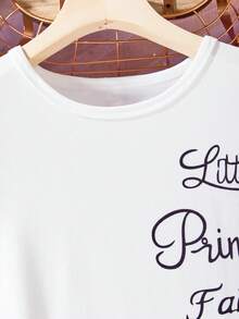 SHEIN Tween Girls' Cartoon Girl Pattern Bubble Sleeve T-Shirt Dress - White - View 3