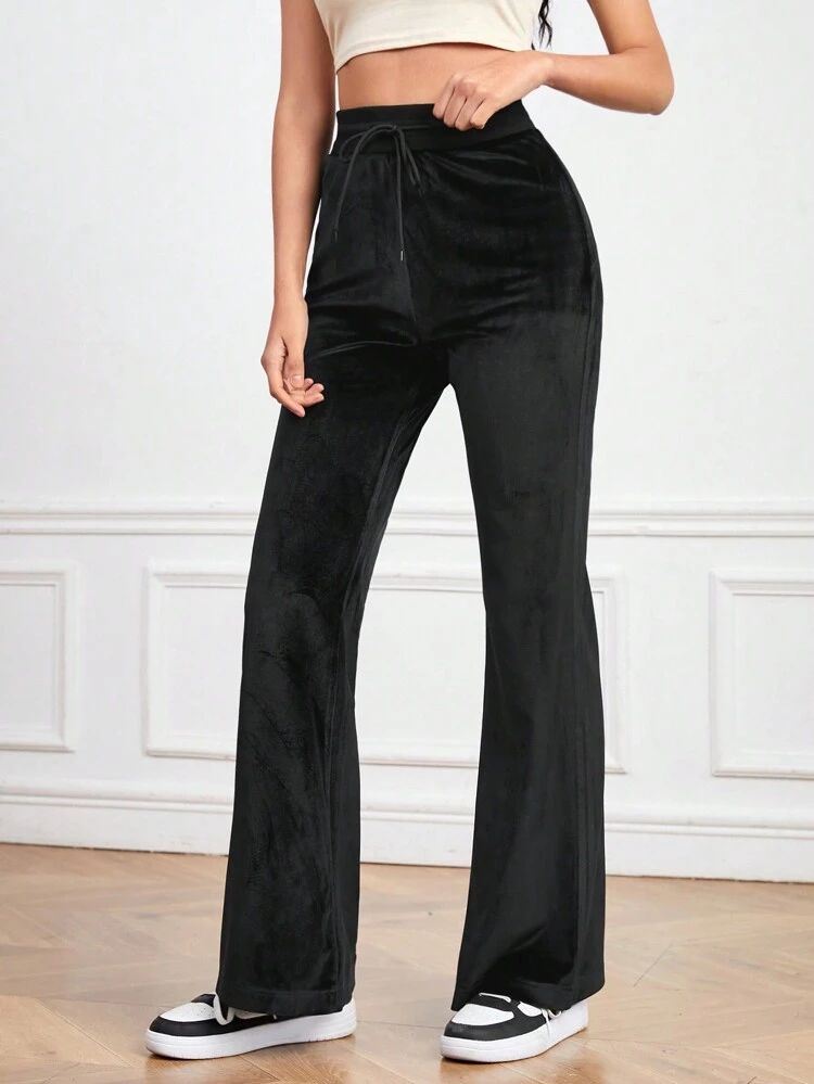 Flared Sports Pants With Front Tie