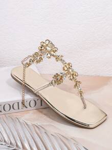 SHUZIA Giày Sandal Đế Bằng Thời Trang Cho Nữ Giày Mùa Hè Giày Mùa Xuân Giày Nghỉ Xuân Giày Nghỉ Lễ Phục Sinh Giày Thường Ngày Giày Đi Biển Quà Tặng Ngày Của Mẹ - Vàng - Xem 2