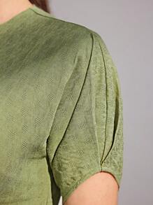 Modelyn Ladies' Solid Color Texture Pleated Waist Dress
