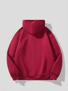Manfinity LEGND Men's Simple Hooded Sweatshirt With Print - Burgundy - View 3