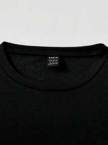 Elamini Solid Color Drawstring Side T-Shirt - Black - View 6