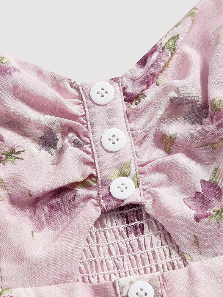 Women's Floral Printed Waist-Tie Dress