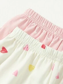 Cozy Pixies Baby Girls' Casual Knit Soft Ruffle Trim Round Neck Short Sleeve Top And Shorts 4pcs Set Matching Set - Apricot - View 5