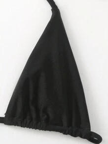 Swim SXY Summer Women's Halter Neck Bikini Set And Sleeveless Fishnet Cover Up Top - Black - View 6