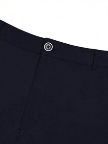 Calvornis 男士斜口袋纯色西装裤，男士修身正装裤，男士西装裤，男士正装裤 - 藏蓝色 - 查看 3