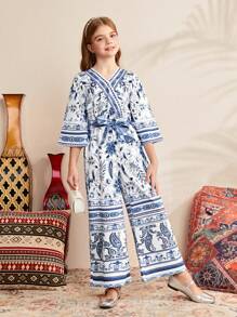 SHEIN Tween Girl Cute Paisley Pattern Jumpsuit - Multicolor - View 1