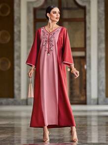 Al Najma 色塊休閒長外套,鑽石裝飾 - 彩色 - 查看 5