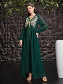 Al Najma بدلة قصيرة بأكمام الجرس المطرزة بالخرز للسيدات