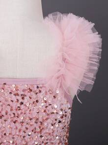 Tween Girl  Gorgeous Pink Lace & Beaded Party Dress, Suitable For Birthday Party, Evening Party, Performance And Wedding - Pink - View 3