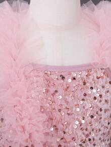 Tween Girl  Gorgeous Pink Lace & Beaded Party Dress, Suitable For Birthday Party, Evening Party, Performance And Wedding - Pink - View 4