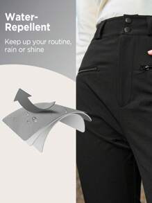 In My Nature Solid Color Flare Leg Outdoor Pants - Black - View 3