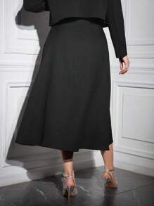 Modelyn Women's Solid Color Summer A-Line Long Skirt - Black - View 8