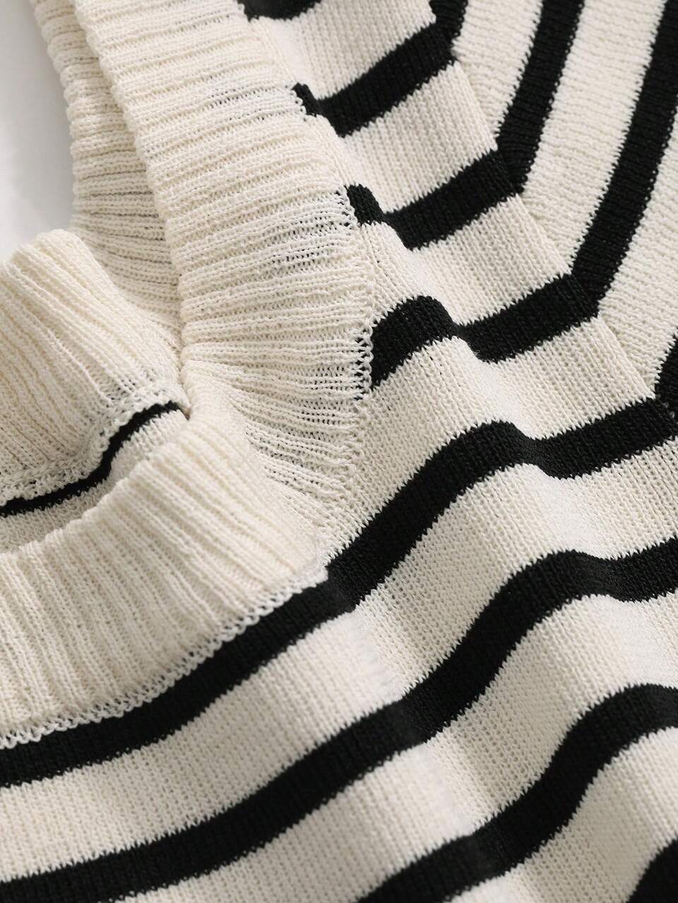 Women Business Casual Striped Knit Top Summer Crop Top