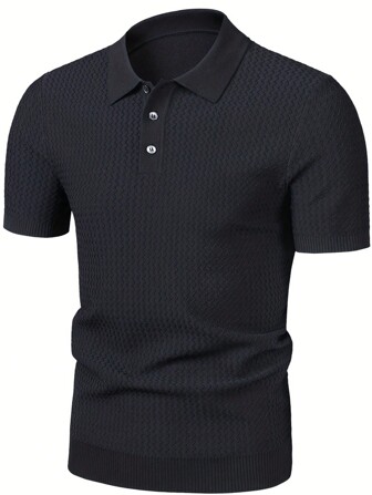 Men's Summer Solid Color Lightweight Knitted Short Sleeve Top