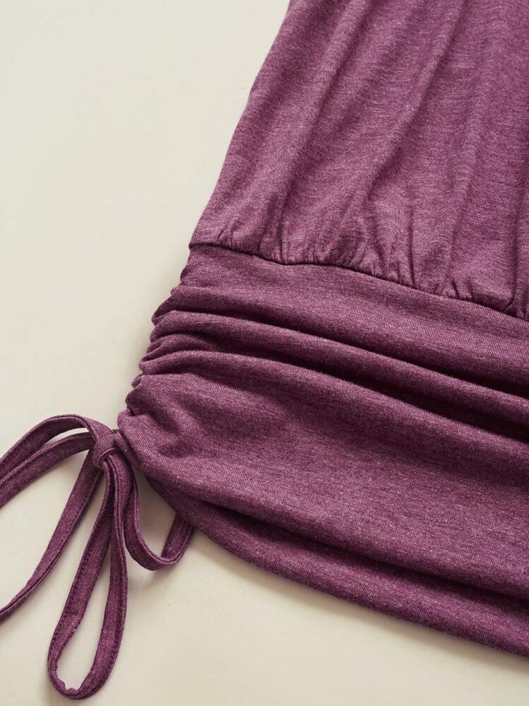 SHEIN Essnce Top Con Cuello De Cami Con Tirantes Sólidos Y Diseño Fruncido Y Cordón En El Costado - Rojo violeta - Añade 4