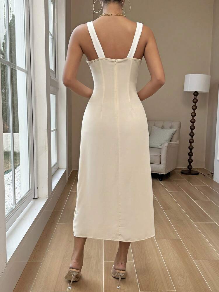 Color Block Long Camisole Dress