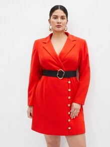 BizChic Vestido De Camisa Abotonado Y Envolvente De Talla Grande