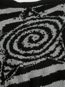 ROMWE Grunge Punk Women's Striped Off Shoulder Sweater, School - Multicolor - View 4