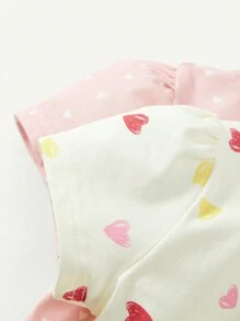 Cozy Pixies Baby Girls' Casual Knit Soft Ruffle Trim Round Neck Short Sleeve Top And Shorts 4pcs Set Matching Set - Apricot - View 7