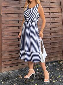 SHEIN LUNE Của phụ nữ Sọc Không tay Mùa hè Đầm - Nhiều màu - Xem 5