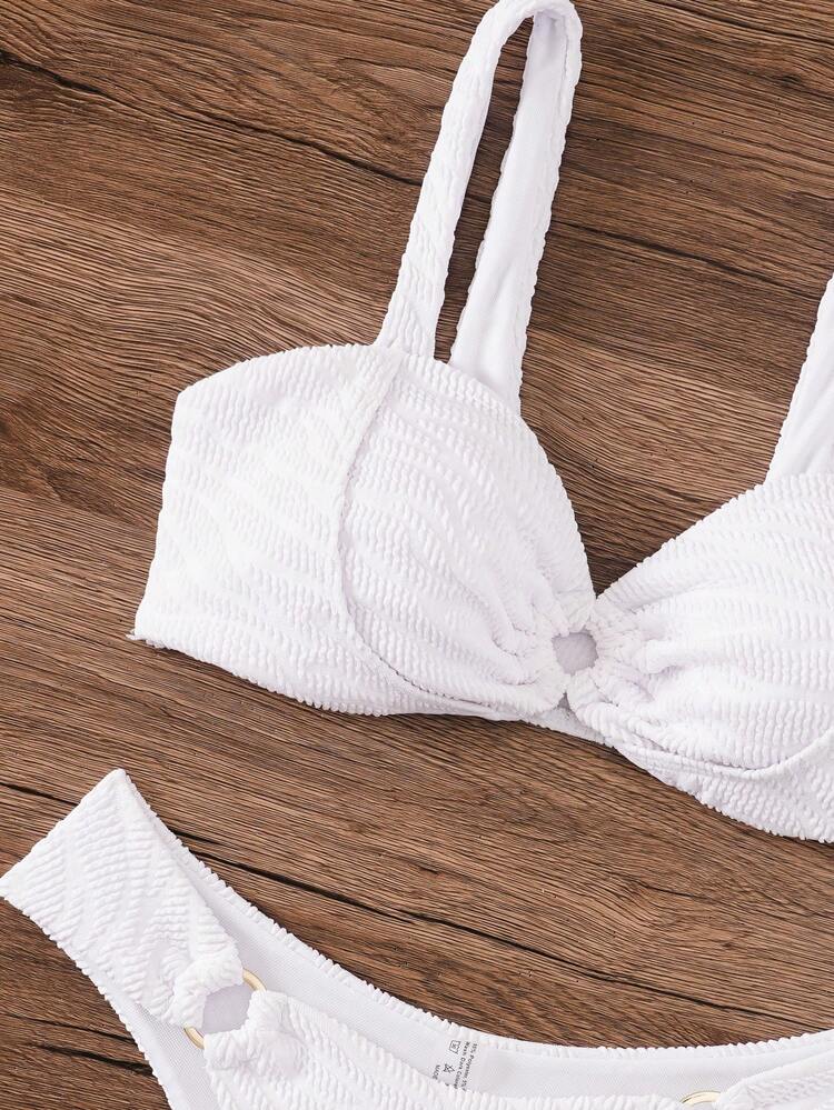 Women's Solid Color Monokini With Metallic Ring Decorations Summer