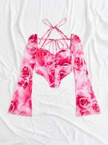 Soleia Women T-Shirts Asimetris Backless Tie Back - MultiWarna - View 3