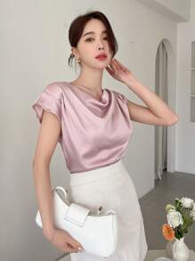 DAZY 女式圍巾領襯衫 - 粉色 - 查看 6