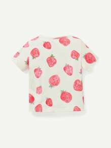 Cozy Pixies 寶寶女孩卡通草莓和條紋圓領短袖T恤3件套裝 - 粉色 - 查看 8