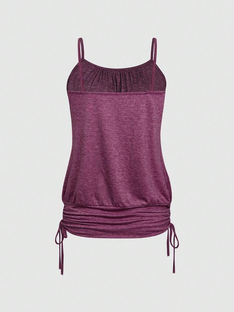 SHEIN Essnce Top Con Cuello De Cami Con Tirantes Sólidos Y Diseño Fruncido Y Cordón En El Costado - Rojo violeta - Añade 2
