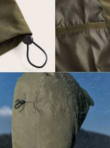 In My Nature Women's Colorblocked Hooded Outdoor Raincoat Jacket - Army Green - View 7