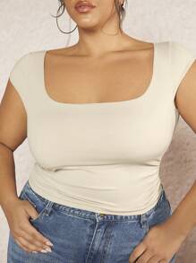 SHEIN BAE Spring Break Cheap Clothes Summer Women Shirts Summer Tops - Apricot - View 4