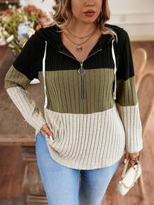 Calvaya 大尺碼女式拼色連帽衫 - 彩色 - 查看 3