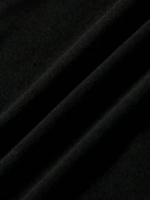 Elamini Solid Color Drawstring Side T-Shirt - Black - View 3