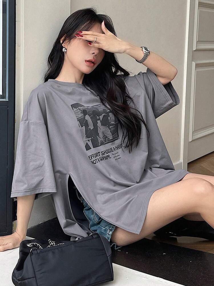 Women's Vintage Pattern Loose T-Shirt Summer Oversized T-Shirt,Graphic Tees