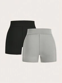 SHEIN EZwear Women's Knitted Cross Elastic High Waistband Short Leggings Booty Shorts - Multicolor - View 13